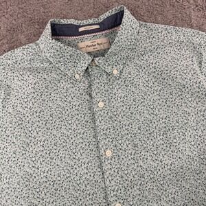 Hawker Rye Mens Relaxed Fit Stretch‎ Short Sleeve Floral Button Down Shirt Green